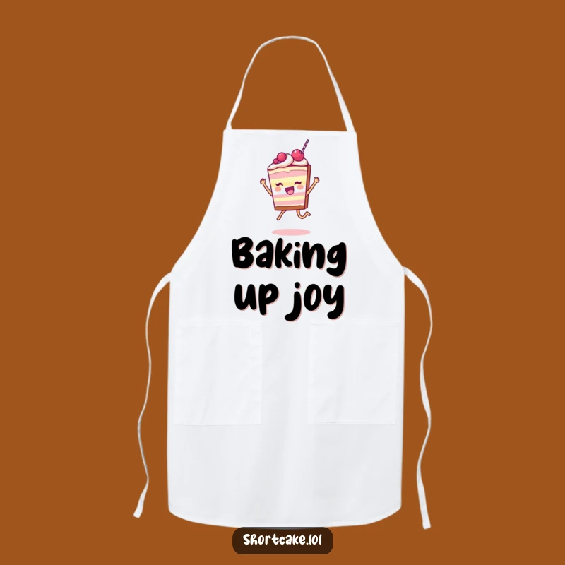 Funny Shortcake Slice Apron: Joyful Leap Character, Kitchen Hilarious Gift for Bakers