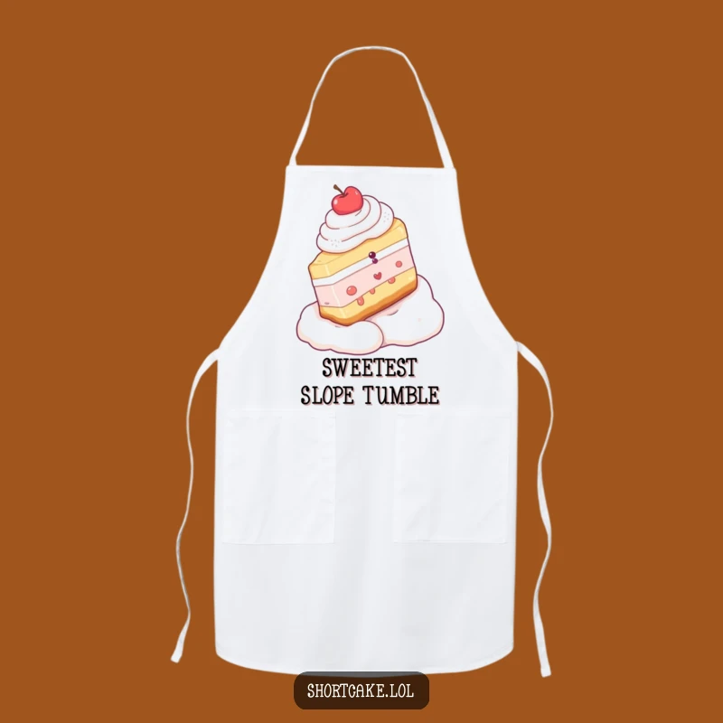 Funny Shortcake Slice Whipped Cream Slope Apron - Kitchen Humor Hero