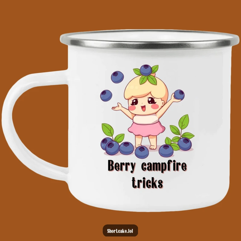 Funny Juggling Shortcake Blueberry Camping Mug: Adventure with Playful Skill