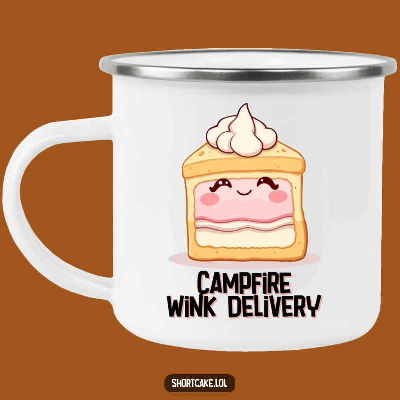 Funny Shortcake Wink Camping Mug: Sweet Outdoor Fun