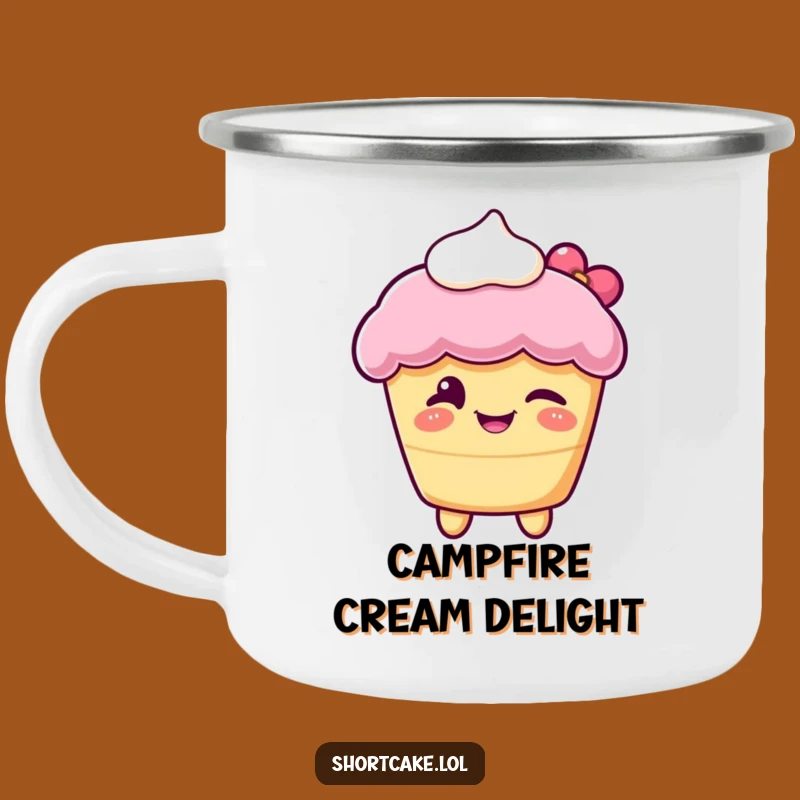 Funny Winking Shortcake Camping Mug: Enjoy Hot Drinks with Sweet, Playful Adventure