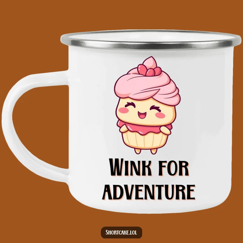 Funny Winking Shortcake Camping Mug - Your Playful Outdoor Companion