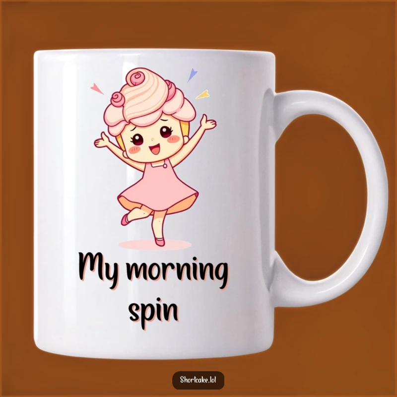 Funny Shortcake Pirouette Mug: Energetic & Celebratory Dessert Gift