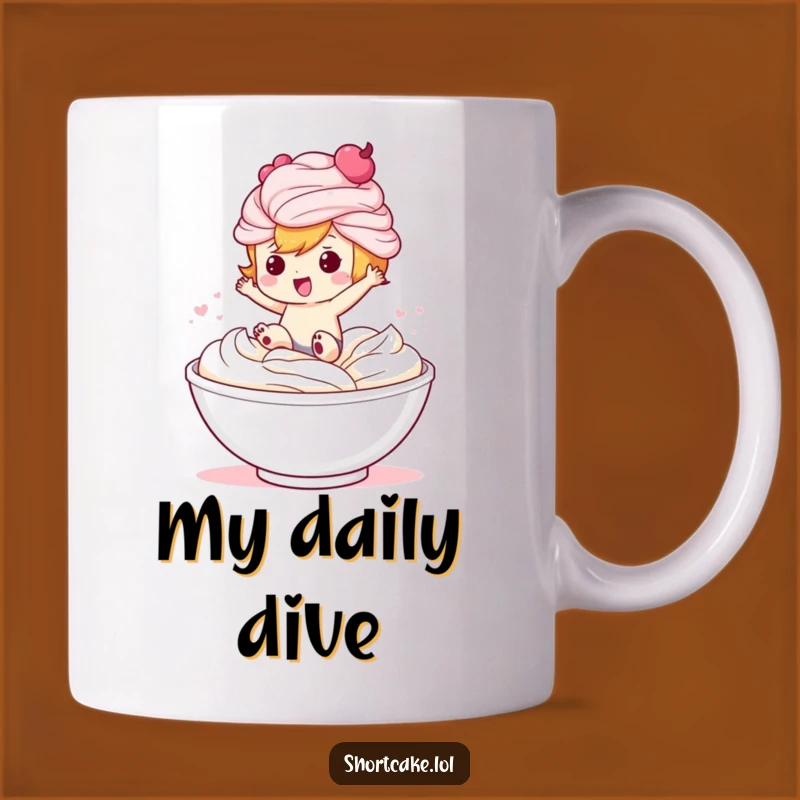 Funny Shortcake Jump Mug: Hilarious Dessert Character, Perfect Coffee Gift!