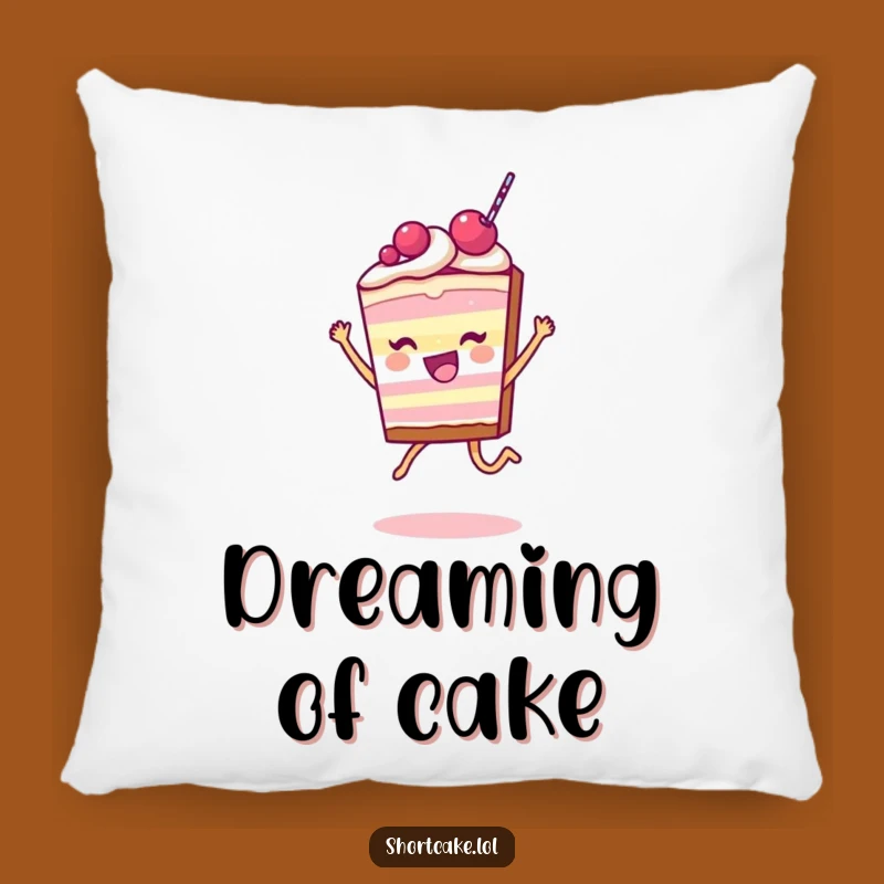 Funny Shortcake Slice Pillow: Joyful Leap Character, Comfy Hilarious Gift for Sweet Dreams