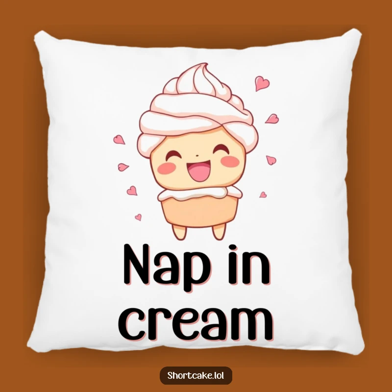 Funny Shortcake Grin Pillow: Cozy Whipped Cream Sweet Decor Gift