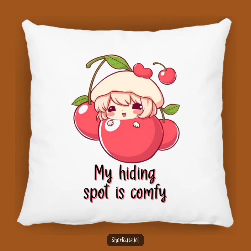 Funny Shortcake Pillow: Cozy Cherry Peek, Adorable Comfort Funny Gift!