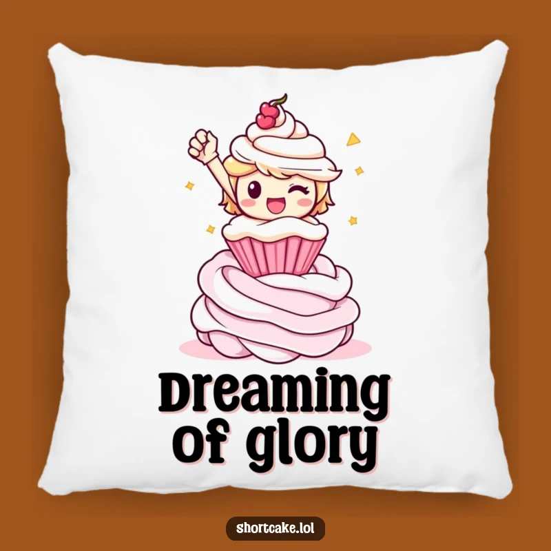 Funny Shortcake Triumph Pillow - Cozy Whipped Cream Victory Cushion Gift