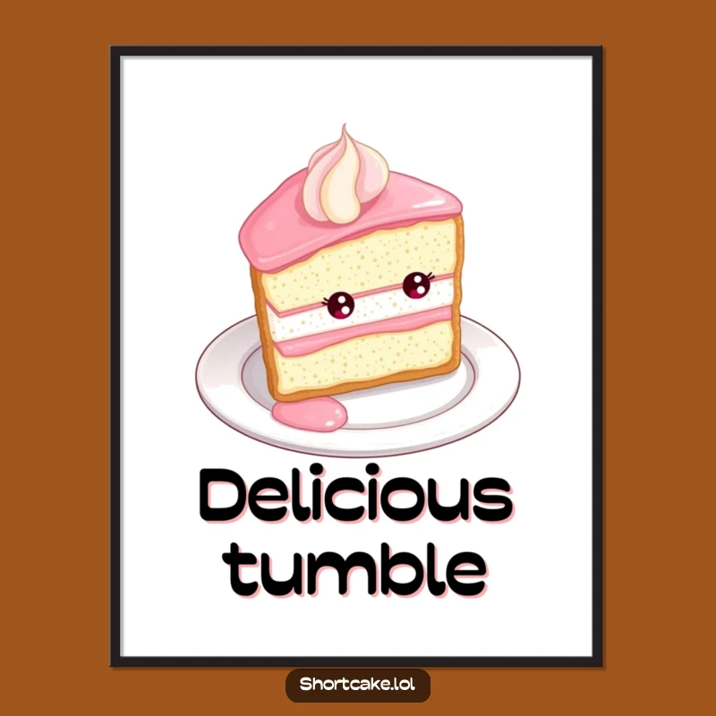 Funny Shortcake Roll Digital Art: Plate Edge Download, Instant Funny Gift Decor
