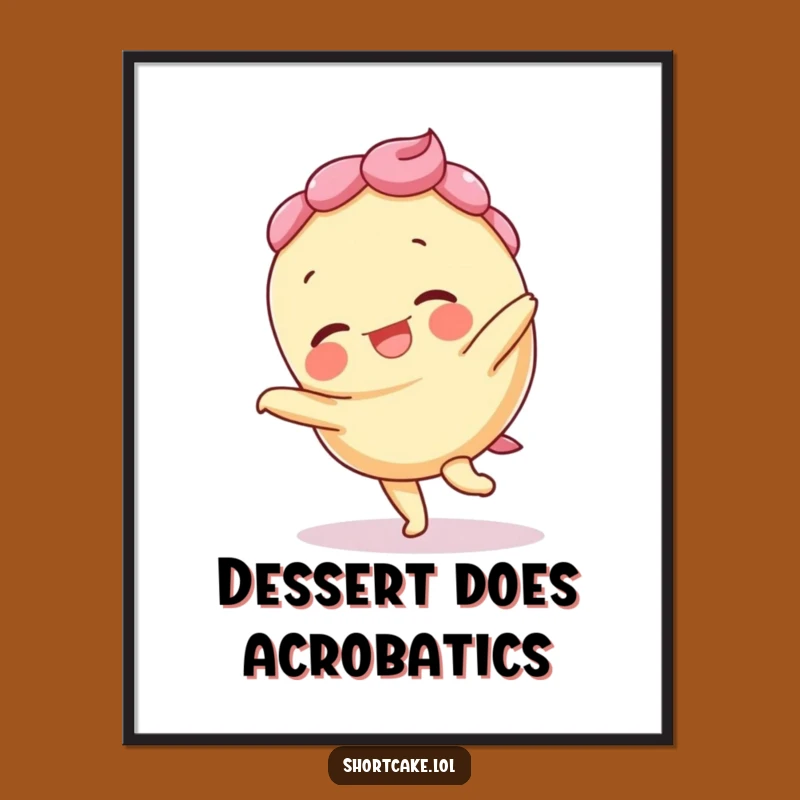 Funny Giggling Shortcake Cartwheel Digital Art: Instant Energetic Decor