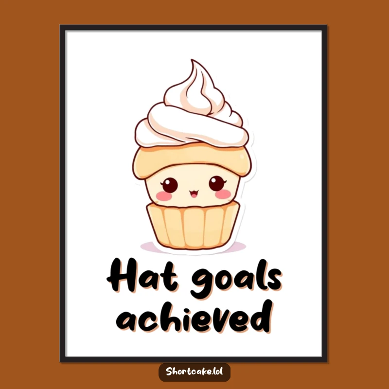 Funny Shortcake Hat Digital Art: Downloadable Dessert Character Charm for Instant Funny Gift