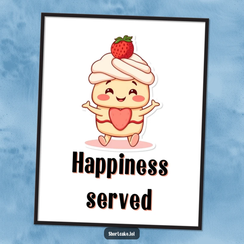 Funny Shortcake Digital Art: A smiling shortcake character with a strawberry on top wiggling its feet happily.