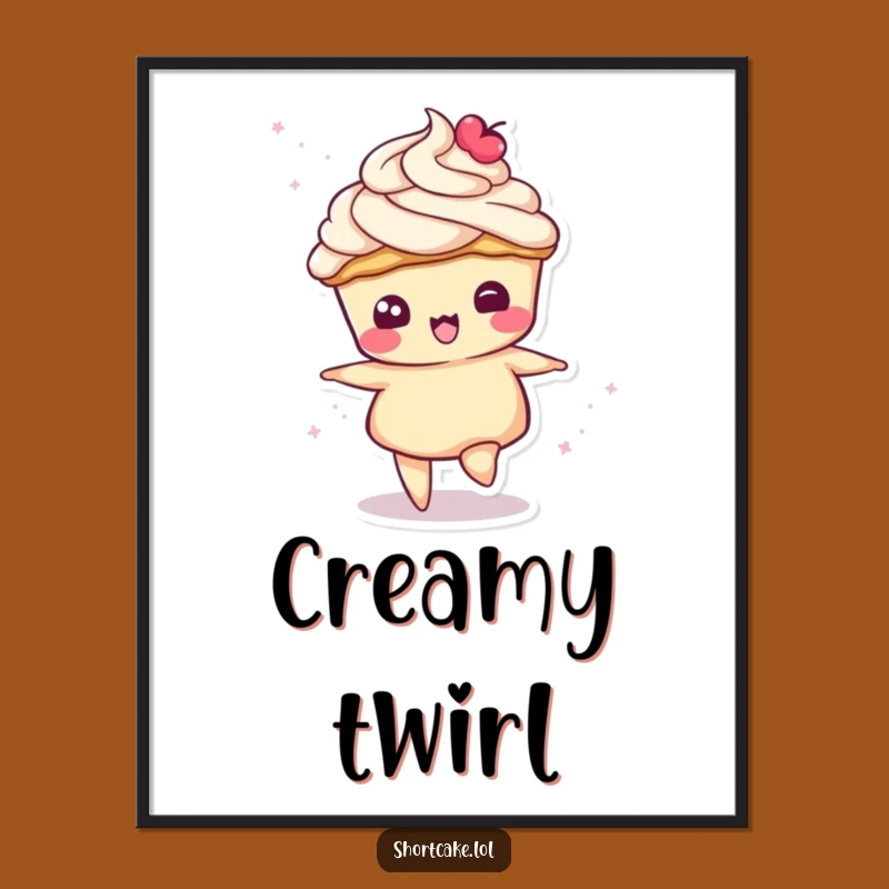 Funny Spinning Shortcake Digital Art - Cream Topping Wall Decor Gift