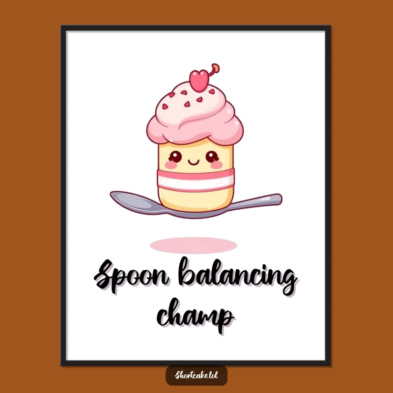 Funny Winking Shortcake Spoon Digital Art: Instant Playful Decor, Perfect Funny Gift