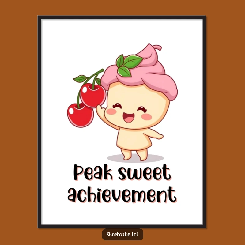 Funny Shortcake Cherry Delight Digital Art Print: Instant Sweet Humor for Your Walls