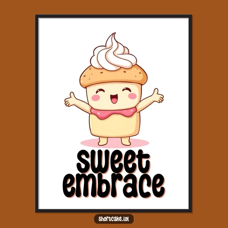 Funny Embracing Shortcake Digital Print: Cozy & Sweet Decor Gift