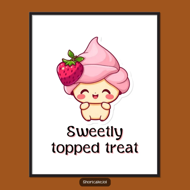 Funny Shortcake Digital Art: Happy Berry Print, Perfect Sweet Decor Gift