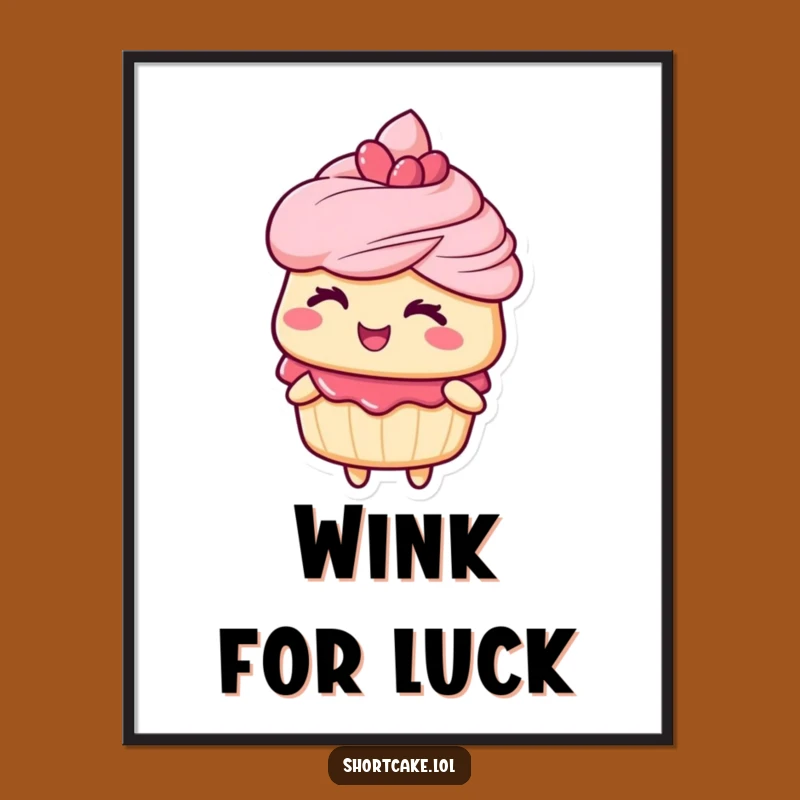 Funny Winking Shortcake Digital Print - Instant Playful Wall Decor