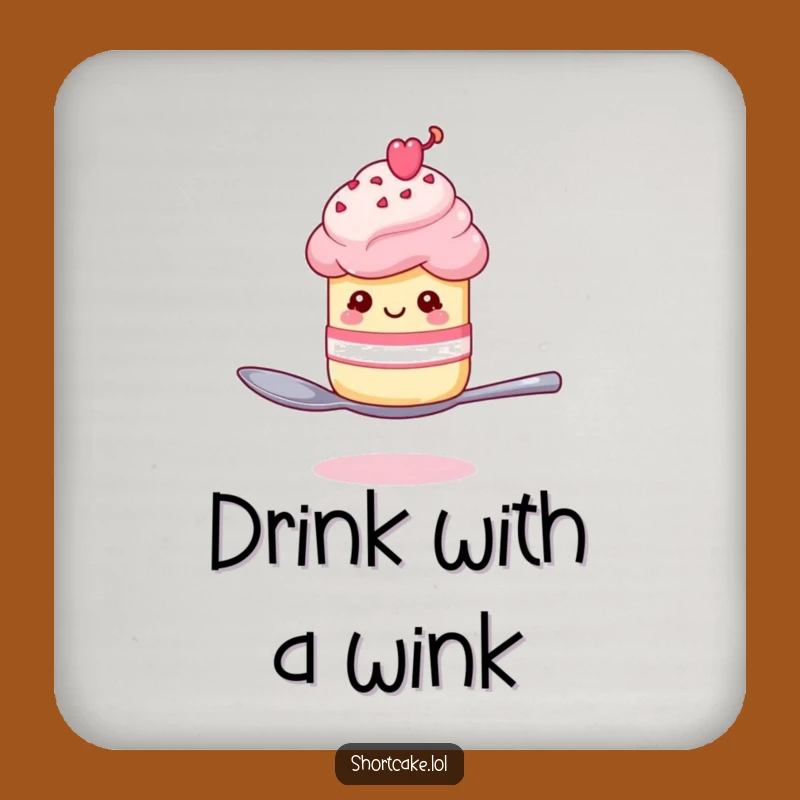 Funny Winking Shortcake Spoon Drink Coaster: Protect Surfaces with Playful Style, Funny Gift