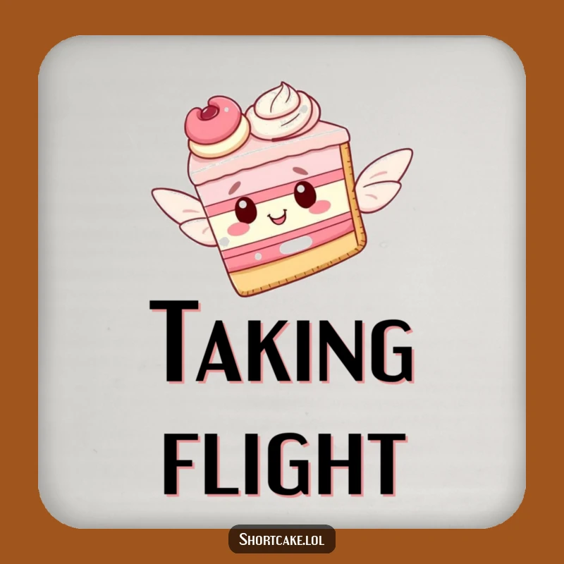 Funny Flying Shortcake Slice Pastry Wings Coaster - Whimsical Surface Saver