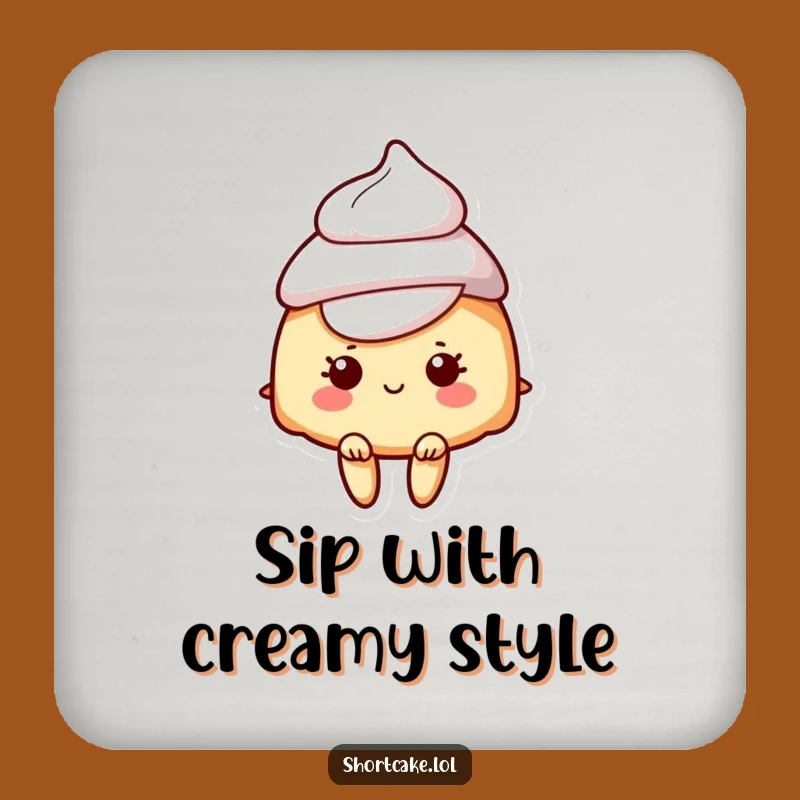 Funny Shortcake Cream Hat Coaster: Protect Surfaces with Sweet, Humorous Dessert Art