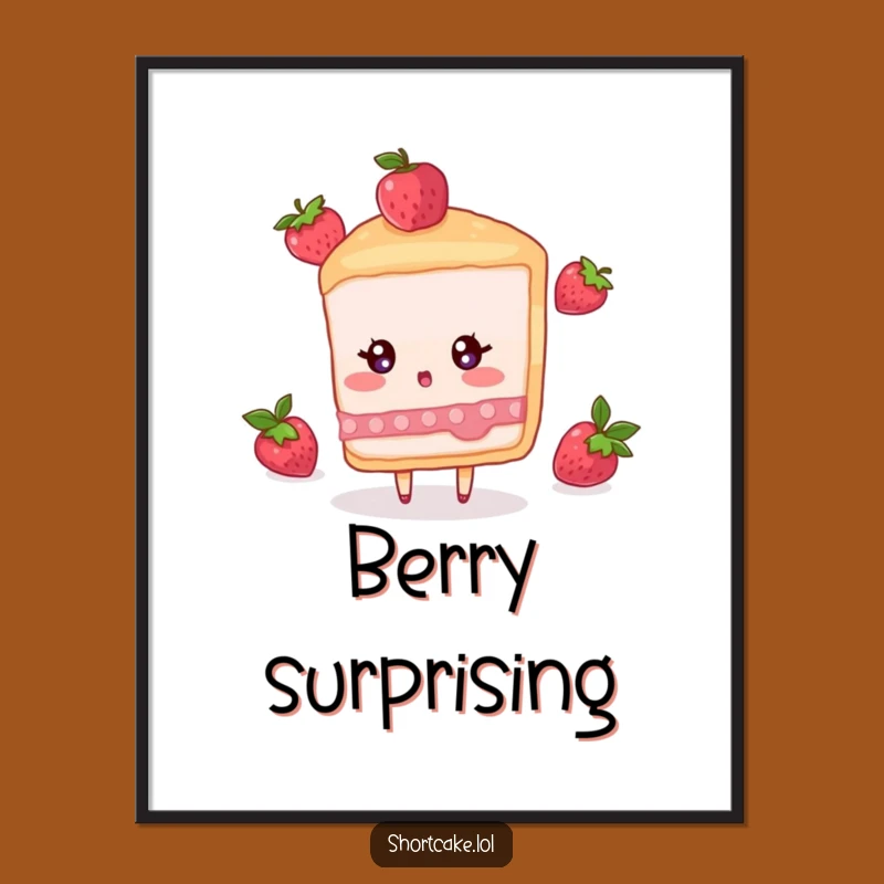 Funny Surprised Shortcake Poster - Berry Surprise Dessert Art Gift