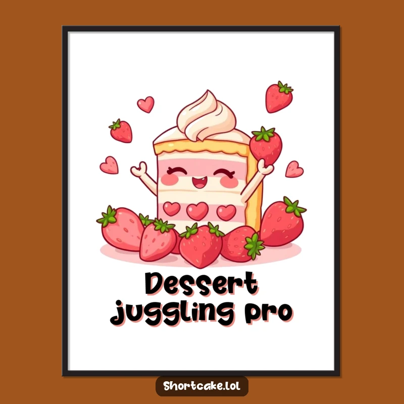 Funny Shortcake Juggling Poster: Hilarious Wall Art for Dessert Lovers