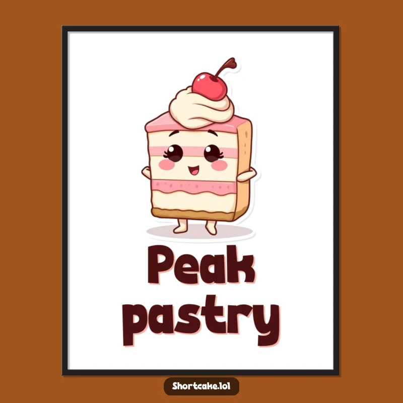 Funny Confident Shortcake Slice Cherry Poster - Bold Dessert Wall Art