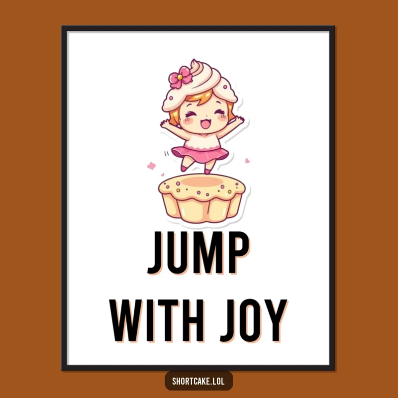 Funny Leaping Shortcake Poster: Dynamic Dessert Character Art for a Lively Gift
