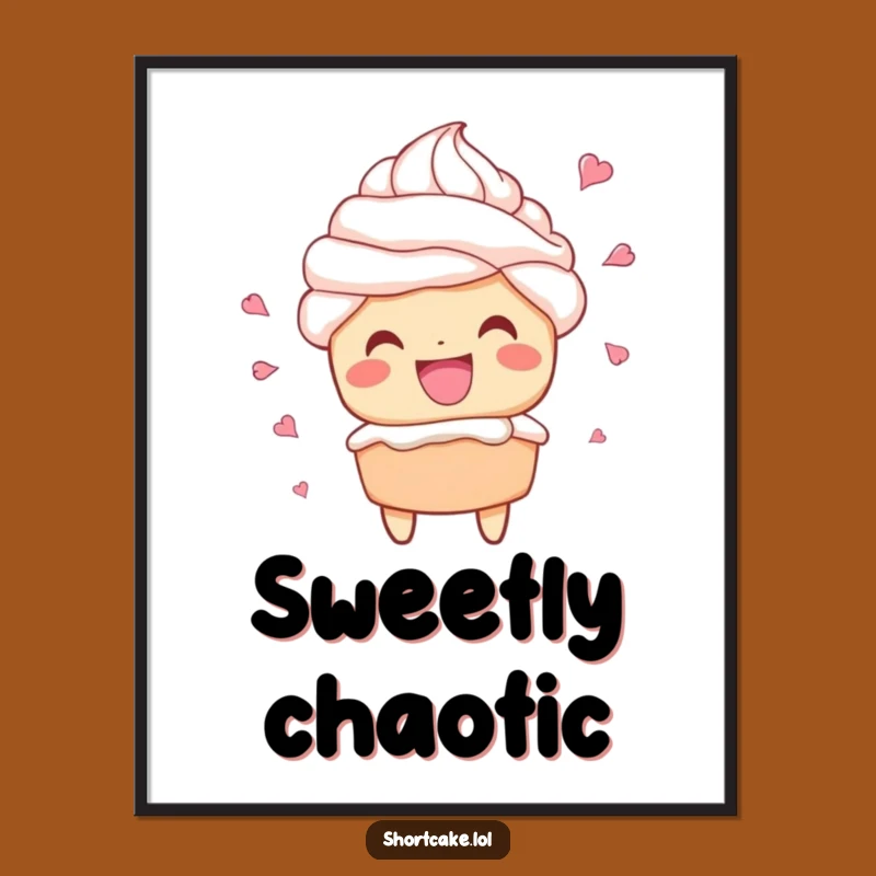 Funny Shortcake Grin Poster: Joyful Whipped Cream Wall Art Gift