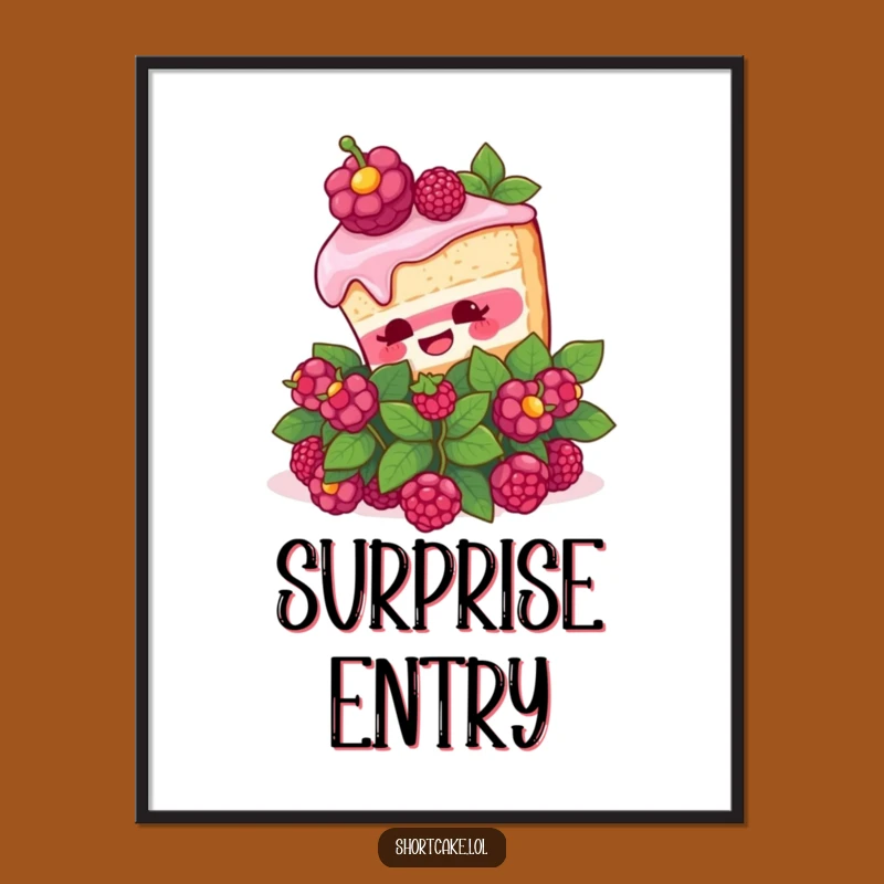 Funny Shortcake Surprise Poster: Berry Bush Art, Perfect Funny Gift for Kitchens