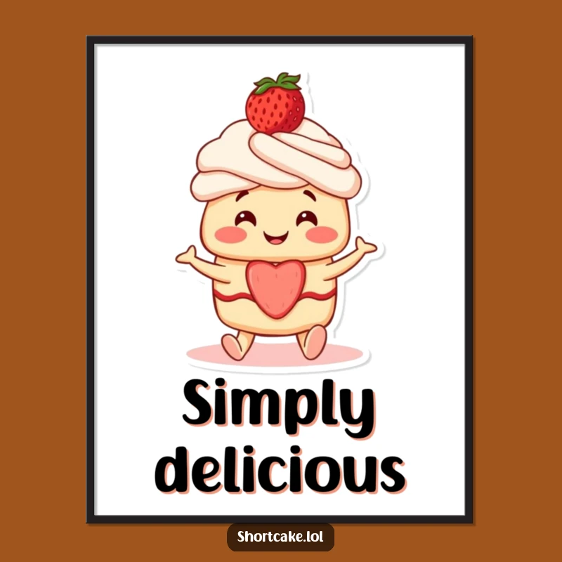 Funny Shortcake Wiggle Poster: Happy Dessert Art Print