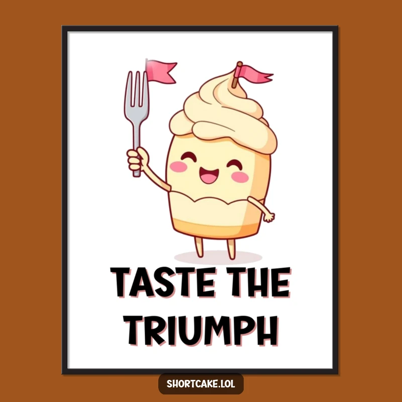 Funny Jubilant Shortcake Flag Poster: Joyful Dessert Art for Enthusiastic Walls
