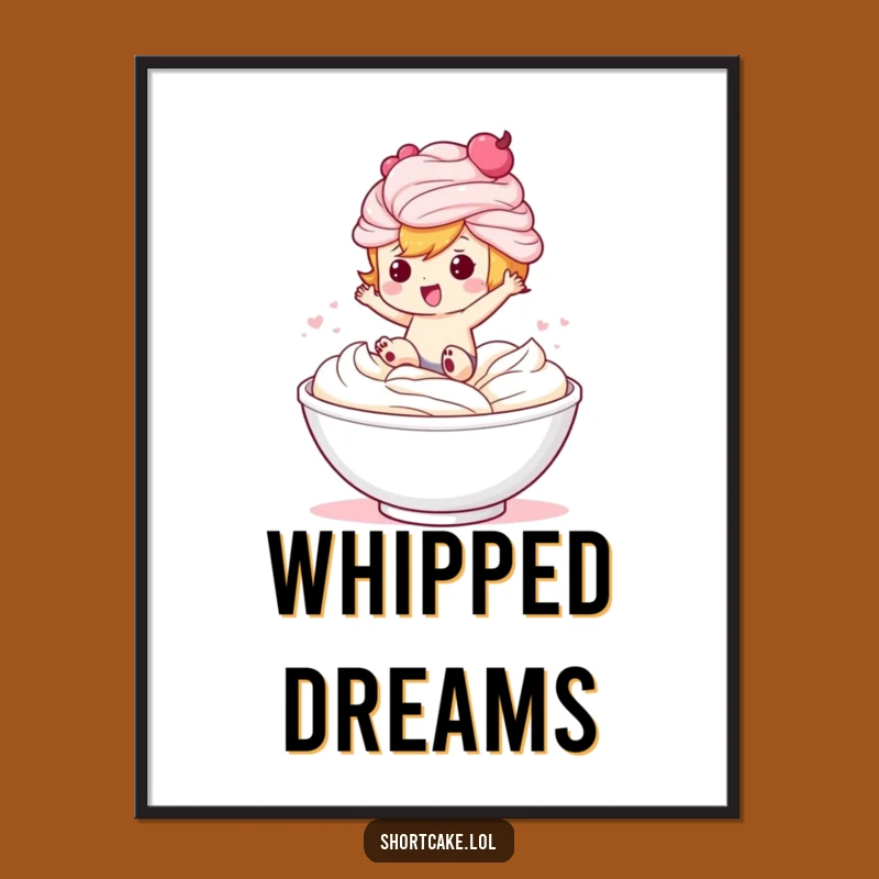 Funny Shortcake Dessert Poster: Whimsical Character Art, Perfect Funny Gift!