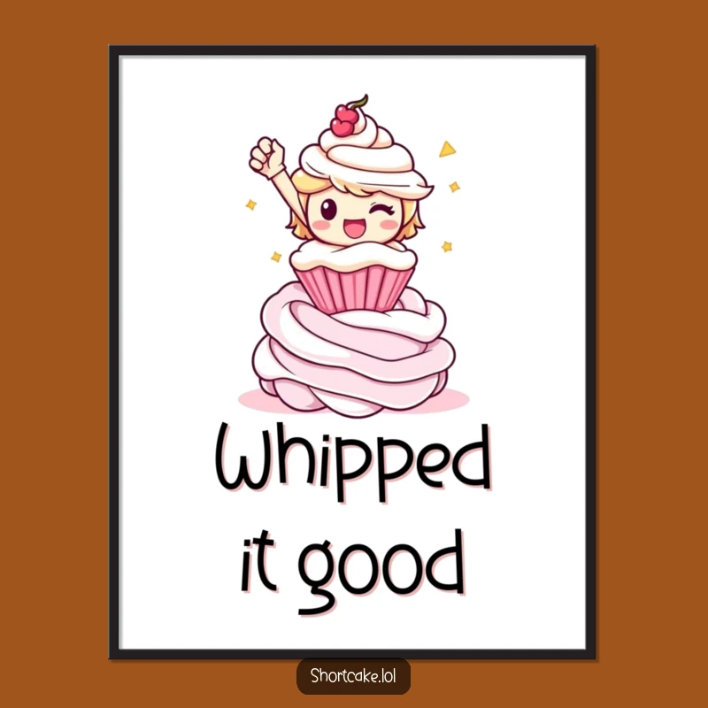 Funny Shortcake Triumph Poster - Hilarious Whipped Cream Art Print Gift