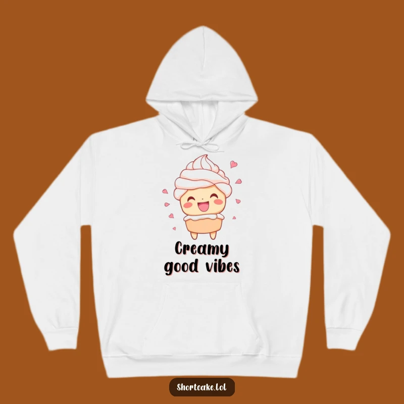 Funny Shortcake Grin Hoodie: Cozy Whipped Cream Dessert Fan Gift