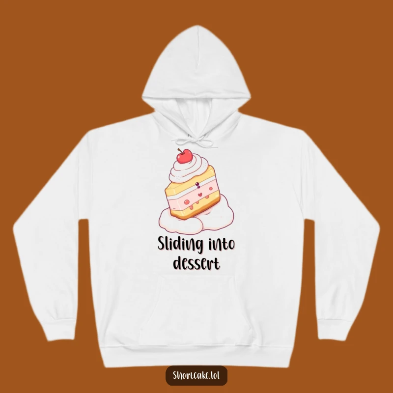 Funny Shortcake Slice Whipped Cream Slope Hoodie - Cozy Dessert Laughs