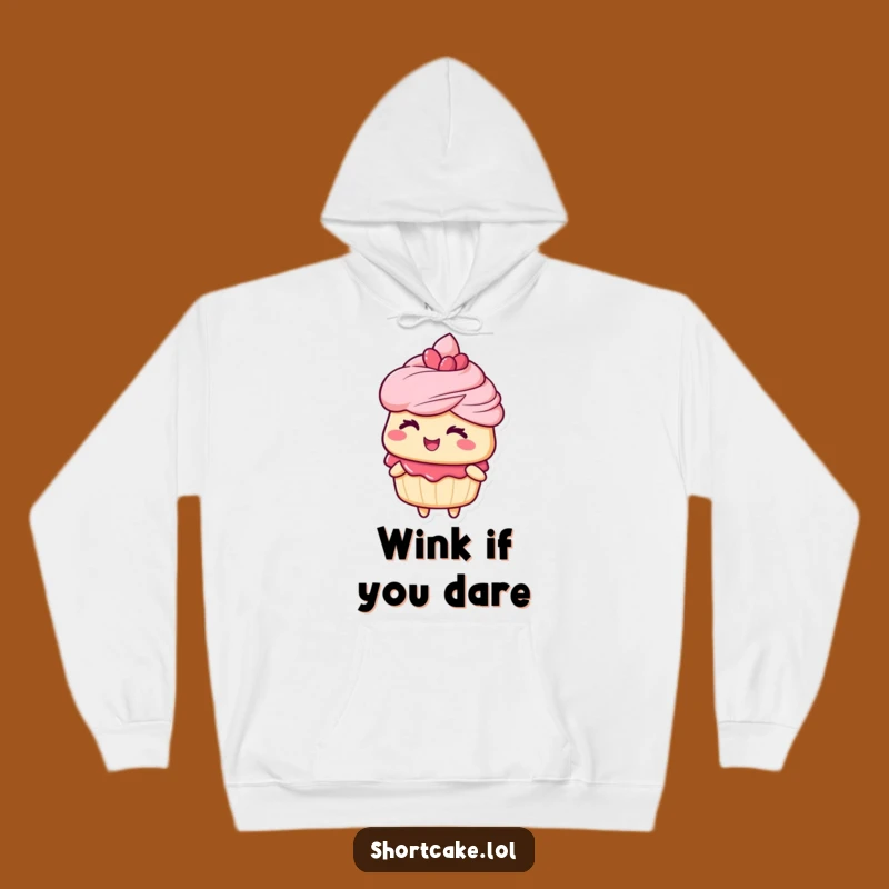 Funny Winking Shortcake Hoodie - Cozy & Playful Dessert Sweatshirt