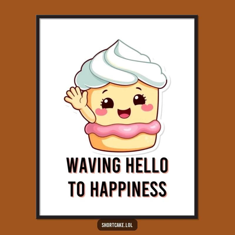 Free Printable Wall Art: Happy Shortcake Waving for a Whimsical Downloadable Gift