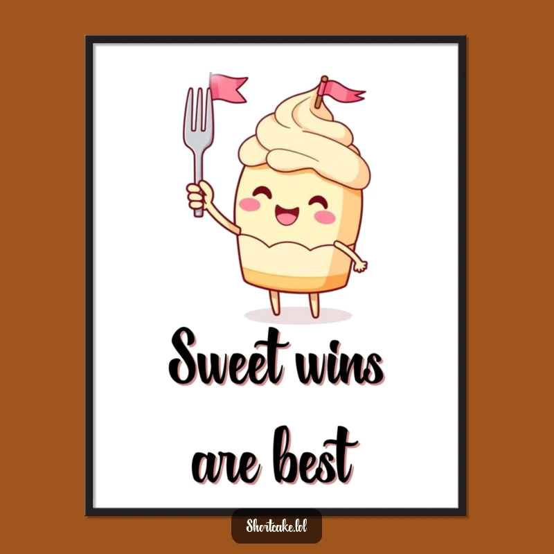 Free Printable Wall Art: Shortcake Waving Fork Flag, Joyful, Funny Downloadable Decor