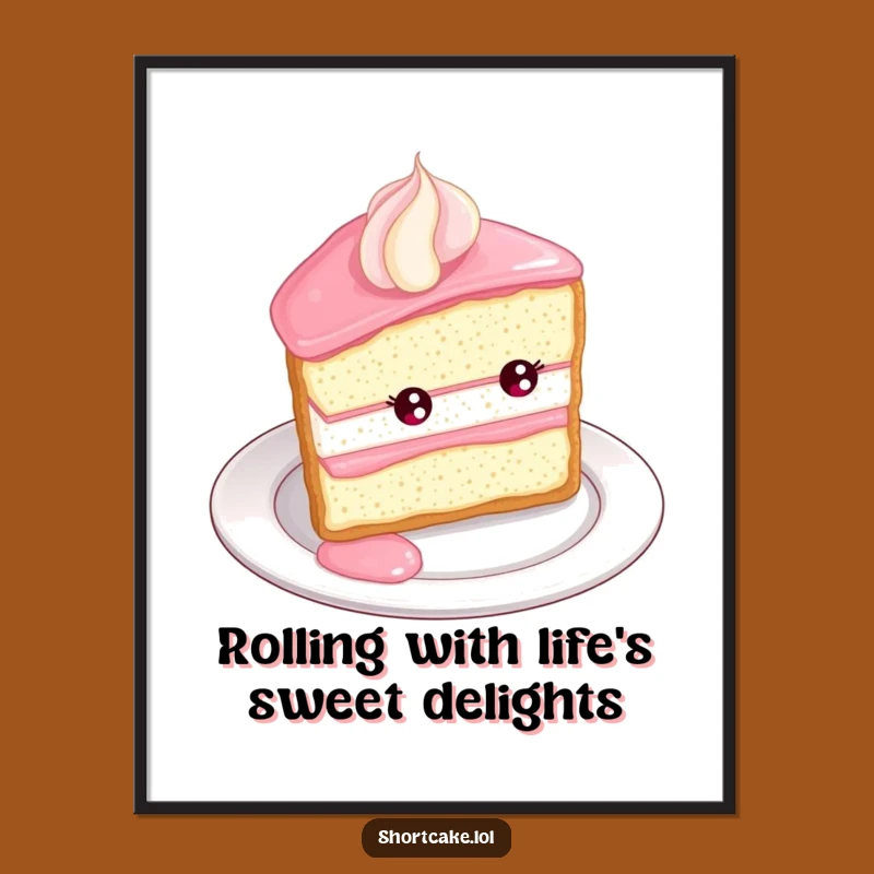 Free Printable Wall Art: Playful Shortcake Roll, Whimsical Dessert Decor