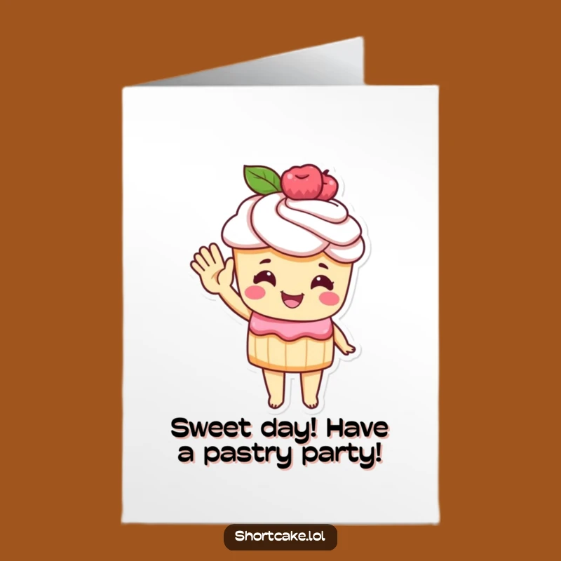 Free Printable Birthday Card: Funny Shortcake Wave, Downloadable Humor Gift