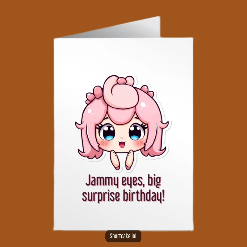 Free Printable Shortcake Birthday Card - Surprised Dessert Eyes for a Sweet Surprise!