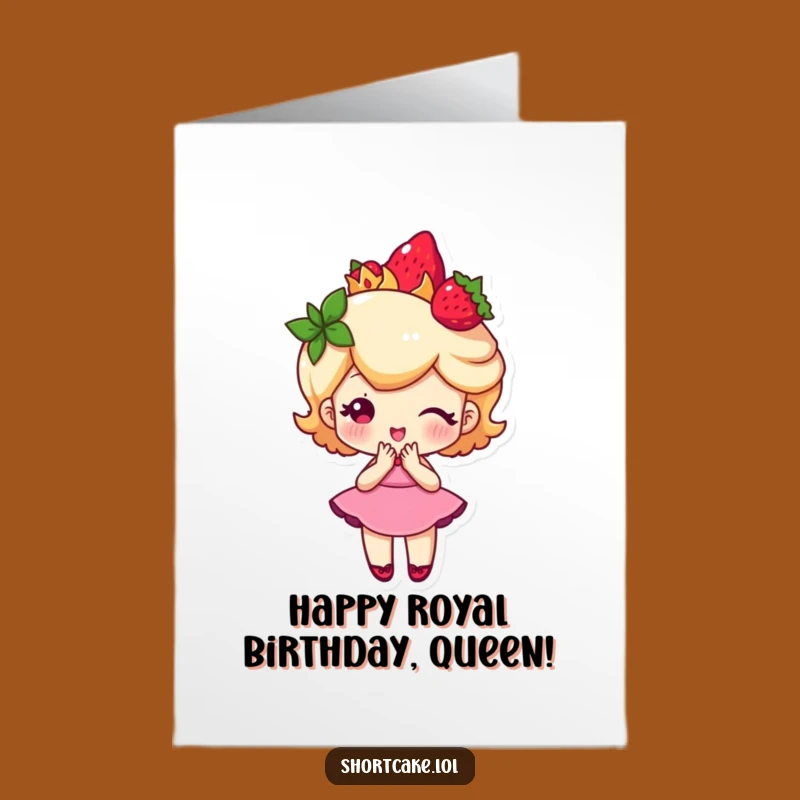 Free Printable Strawberry Crown Shortcake Birthday Card: Funny Dessert Downloadable Gift