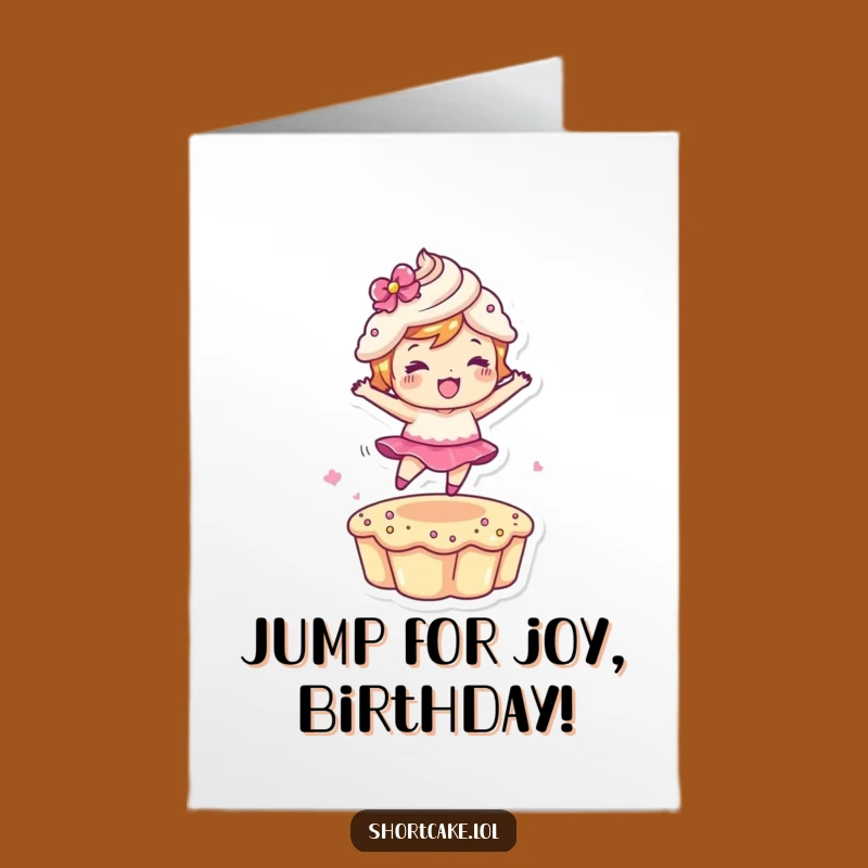 Free Printable Birthday Card: Energetic Shortcake Leap Design for Excitement