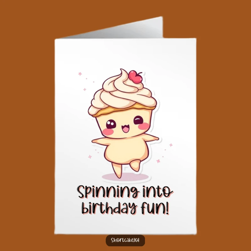 Joyful Free Printable Birthday Card: Shortcake Spinning with Delight, Downloadable Fun Gift