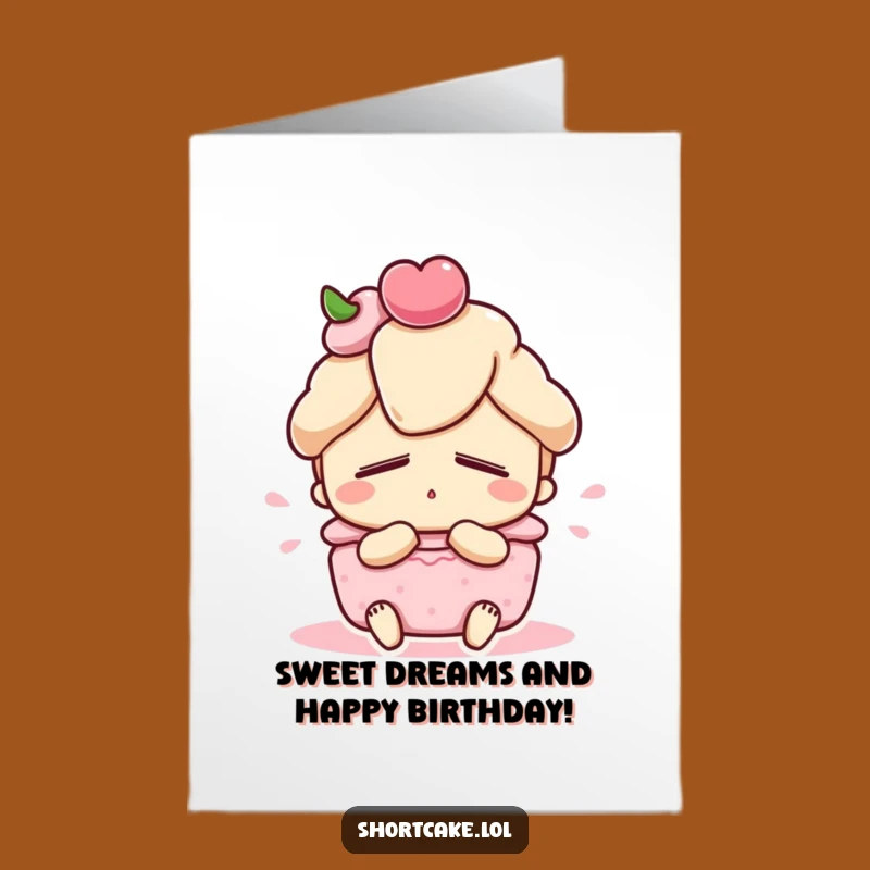Free Printable Happy Birthday Shortcake Card - Satisfied Dessert Sigh for a Sweet Day