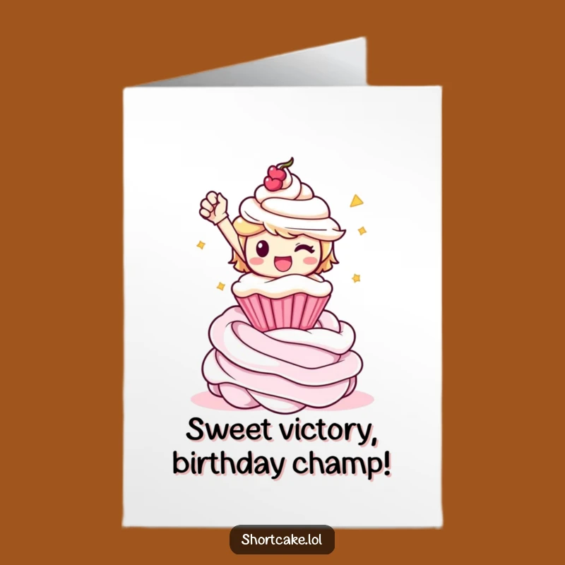 Free Printable Birthday Card: Triumphant Shortcake Character - Hilarious Downloadable Gift