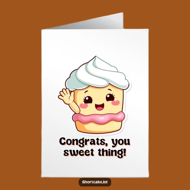 Free Printable Congratulations Card: Cheerful Shortcake Wave for a Joyful Downloadable Gift
