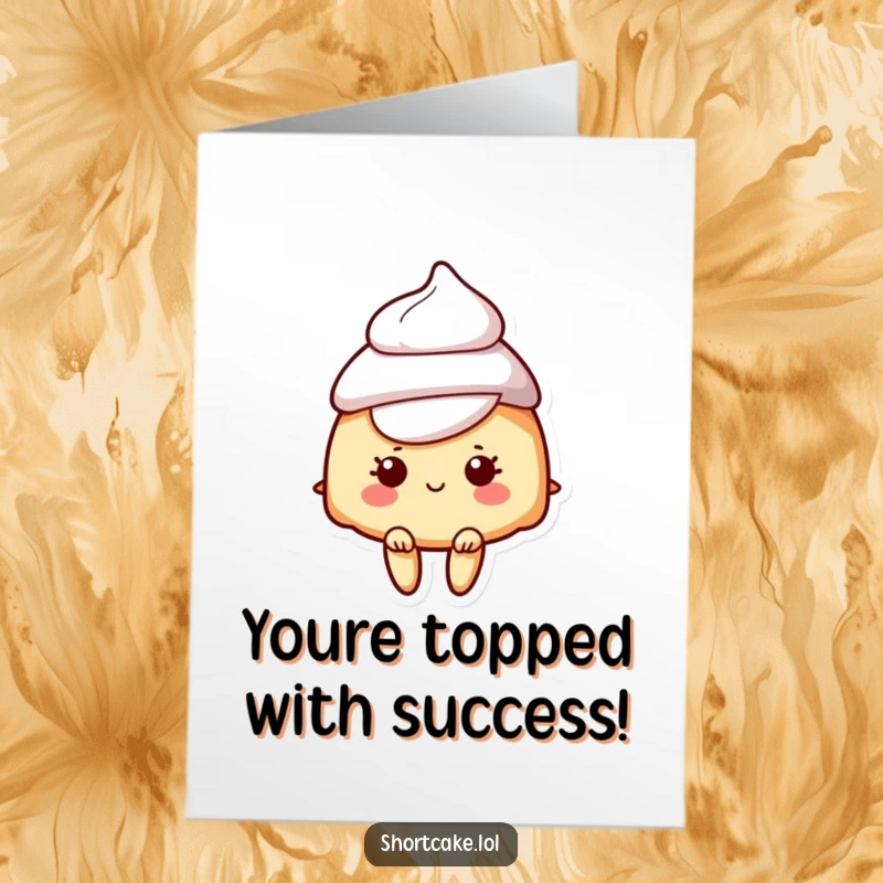 Funny Free Printable Congratulations Card featuring a shortcake character with a playful cream topping as its fashionable hat.